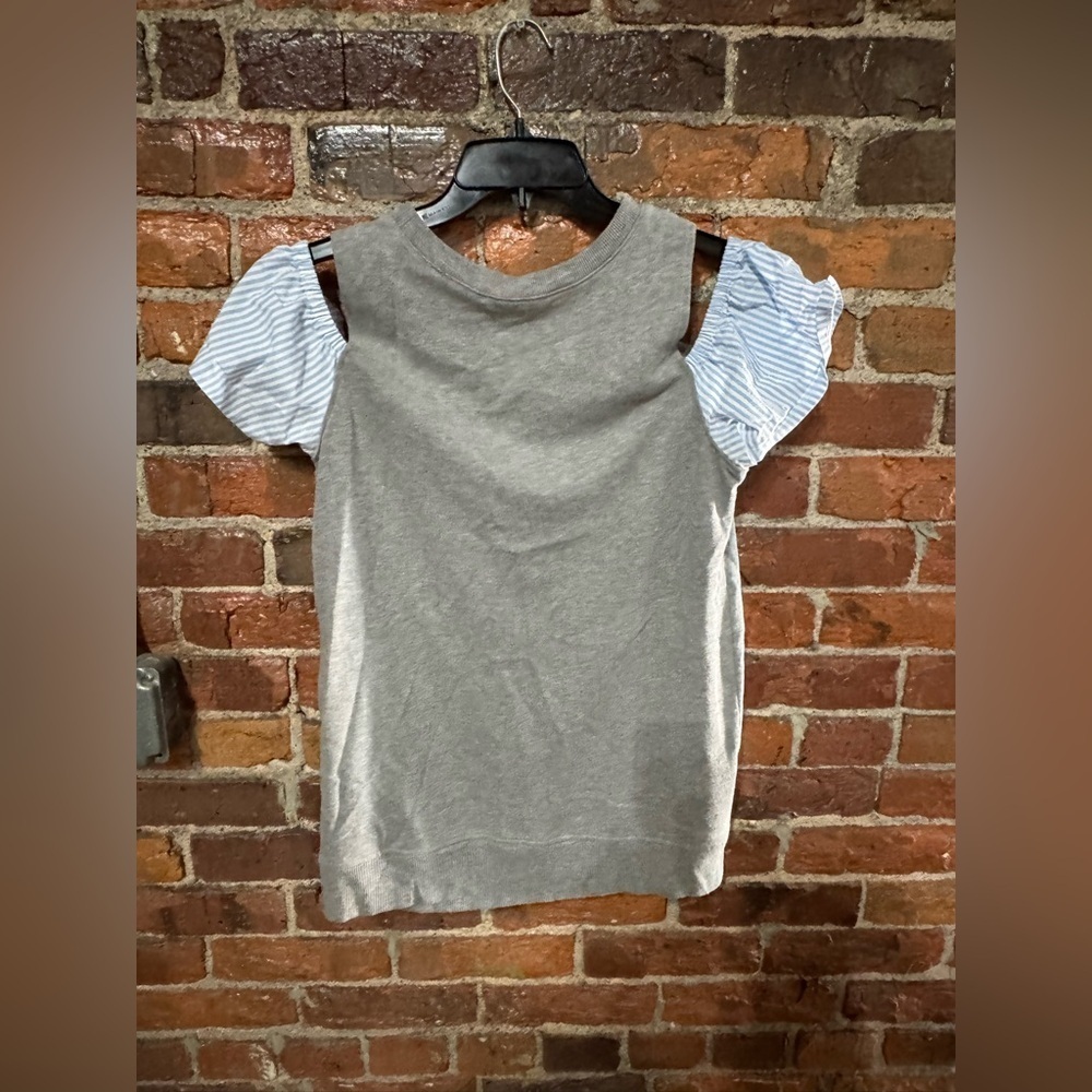 Motherhood Gray Top with Blue Striped Sleeves Maternity Top Size Medium - Picture 7 of 7